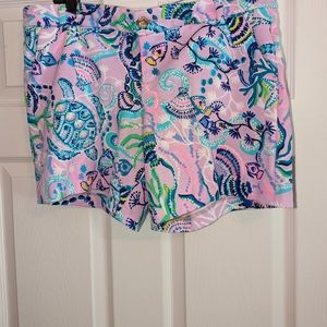 Lilly Pulitzer Jayne knit shorts Lilac Freesia MERMAID FOR YOU size 14 EUC